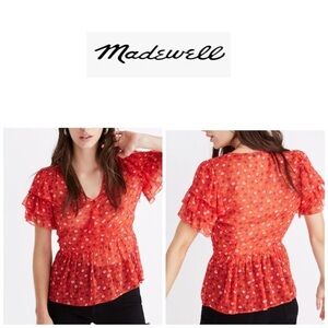 Madewell Tiered-Sleeve Peplum Top in Metallic
Prairie Posies Red 8